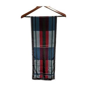 90s Vintage Evan Picone Blue Plaid Oblong Scarf 54" x 10"